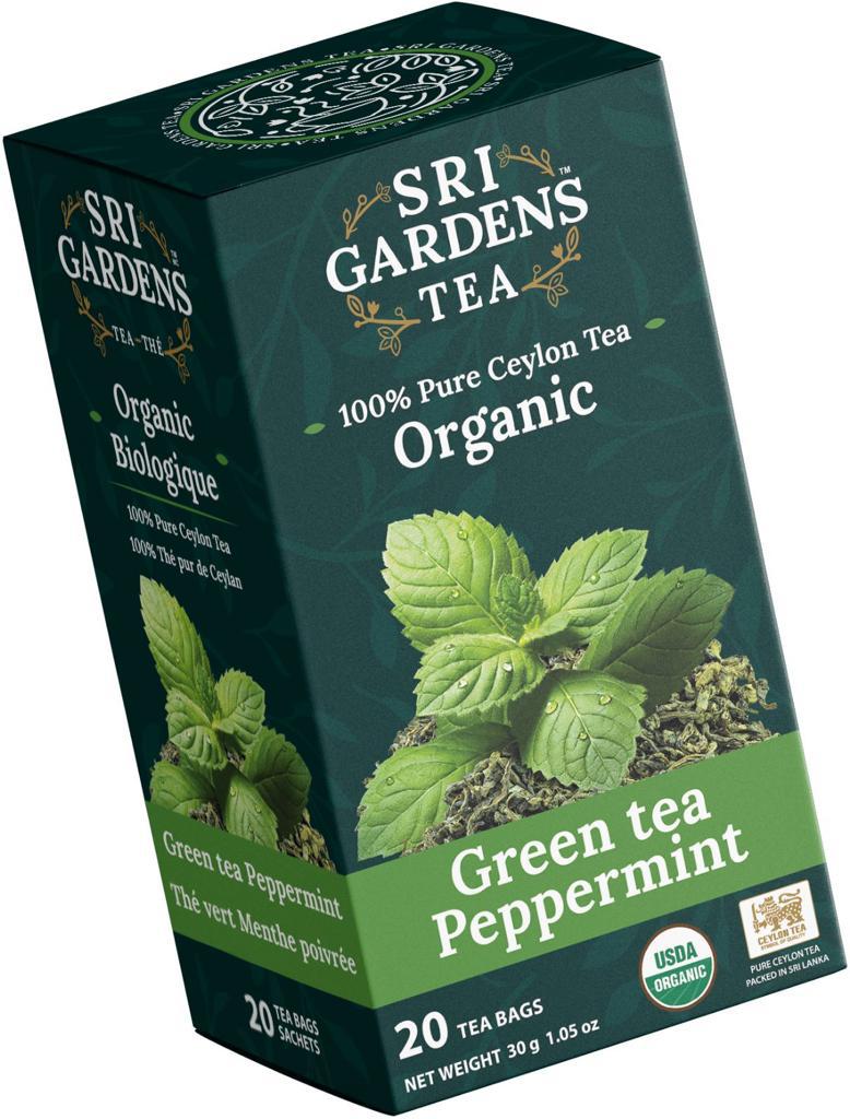 Sri Gardens Tea - Organic Green tea & Peppermint, Tea Bags, 20 count ...